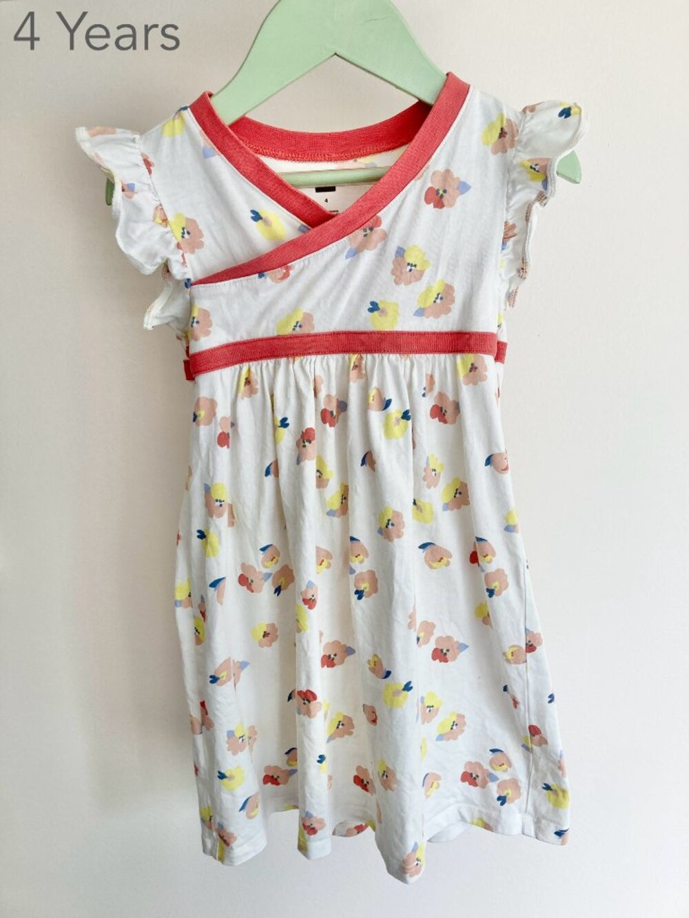 💙2/$25 Tea Collection Size 4 Years Toddler Girl Floral V-neck Dress Summer